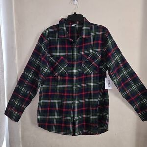 Stoic Men's Casual Plaid Button-Down Shirt - Red and Green